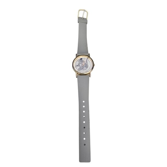 Vintage 1980s Cat & Mouse Watch Gray Watch Band Needs Battery Cute Kitten Motif main image 6